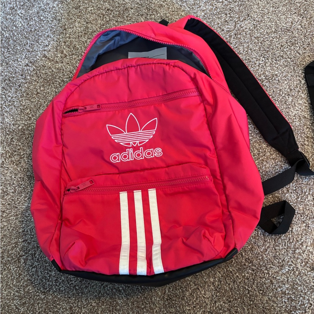 Adidas Scarlet Backpack with White Stripes